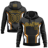 Custom Stitched Black Orange White-Gold 3D Pattern Design Sports Wear Pullover Sweatshirt Hoodie
