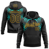 Custom Stitched Black Green-Gold 3D Pattern Design Sports Wear Pullover Sweatshirt Hoodie