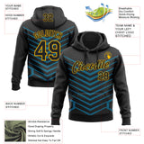 Custom Stitched Black Blue-Gold 3D Pattern Design Sports Wear Pullover Sweatshirt Hoodie