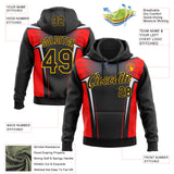 Custom Stitched Black Red White-Gold 3D Pattern Design Sports Wear Pullover Sweatshirt Hoodie