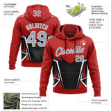 Custom Stitched Red Light Gray Black-White 3D Pattern Design Sports Wear Pullover Sweatshirt Hoodie