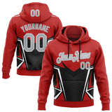 Custom Stitched Red Light Gray Black-White 3D Pattern Design Sports Wear Pullover Sweatshirt Hoodie