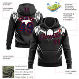 Custom Stitched Black Navy White-Red 3D Pattern Design Sports Wear Pullover Sweatshirt Hoodie