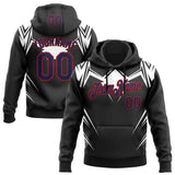 Custom Stitched Black Navy White-Red 3D Pattern Design Sports Wear Pullover Sweatshirt Hoodie