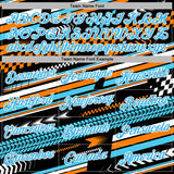 Custom Black Sky Blue Orange-White 3D Pattern Design Formula Auto Car Racing Motorsport Sports Pullover Sweatshirt Hoodie