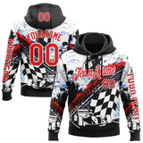 Custom Black Fire Red-White 3D Pattern Design Formula Auto Car Racing Motorsport Sports Pullover Sweatshirt Hoodie