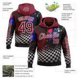 Custom Black Crimson-White 3D Pattern Design Formula Auto Car Racing Motorsport Sports Pullover Sweatshirt Hoodie