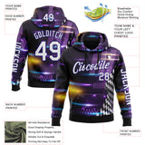 Custom Purple White Dark Purple-Black 3D Pattern Design Formula Auto Car Racing Motorsport Sports Pullover Sweatshirt Hoodie