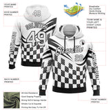 Custom White Black 3D Pattern Design Formula Auto Car Racing Motorsport Sports Pullover Sweatshirt Hoodie