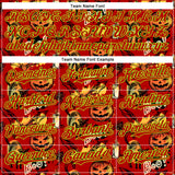 Custom Red Neon Green 3D Halloween Pumpkin Doodle Party Costume Ideas Authentic Baseball Jersey