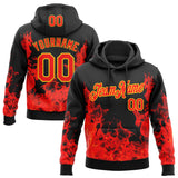 Custom Stitched Black Red-Yellow 3D Pattern Design Flame Sports Pullover Sweatshirt Hoodie