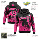 Custom Stitched Black Hot Pink-White 3D Pattern Design Flame Sports Pullover Sweatshirt Hoodie