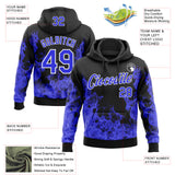 Custom Stitched Black Thunder Blue-White 3D Pattern Design Flame Sports Pullover Sweatshirt Hoodie