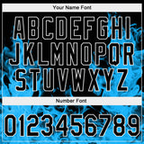 Custom Stitched Black Blue-White 3D Pattern Design Flame Sports Pullover Sweatshirt Hoodie