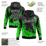 Custom Stitched Black Green-White 3D Pattern Design Flame Sports Pullover Sweatshirt Hoodie