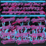 Custom Stitched Black Hot Pink-Sky Blue 3D Pattern Design Flame Sports Pullover Sweatshirt Hoodie