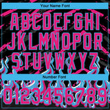 Custom Stitched Black Hot Pink-Sky Blue 3D Pattern Design Flame Sports Pullover Sweatshirt Hoodie