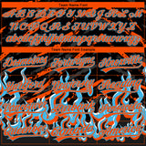 Custom Stitched Black Orange Lakes Blue-White 3D Pattern Design Flame Sports Pullover Sweatshirt Hoodie