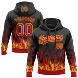 Custom Stitched Black Red-Gold 3D Pattern Design Flame Sports Pullover Sweatshirt Hoodie