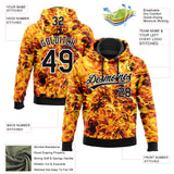 Custom Stitched Black Yellow-White 3D Pattern Design Flame Sports Pullover Sweatshirt Hoodie
