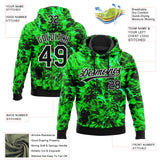 Custom Stitched Black Green-White 3D Pattern Design Flame Sports Pullover Sweatshirt Hoodie