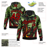 Custom Stitched Black Red Green-Yellow 3D Pattern Design Flame Sports Pullover Sweatshirt Hoodie