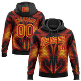 Custom Stitched Black Red-Yellow 3D Pattern Design Flame Sports Pullover Sweatshirt Hoodie