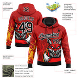 Custom Stitched Red Black Yellow-White 3D Pattern Design Flame Fox Sports Pullover Sweatshirt Hoodie