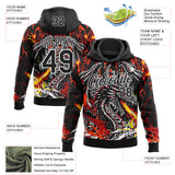 Custom Stitched Black Red Yellow-White 3D Pattern Design Flame Dragon Sports Pullover Sweatshirt Hoodie