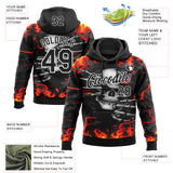 Custom Stitched Black Red Yellow-White 3D Pattern Design Flame Skull Sports Pullover Sweatshirt Hoodie