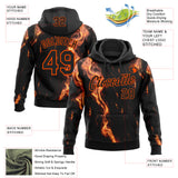 Custom Stitched Black Orange 3D Pattern Design Flame Sports Pullover Sweatshirt Hoodie