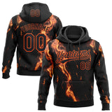Custom Stitched Black Orange 3D Pattern Design Flame Sports Pullover Sweatshirt Hoodie