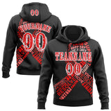 Custom Black Fire Red-White 3D Blood Cancer World Cancer Day Ribbon Support Sports Pullover Sweatshirt Hoodie