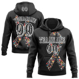 Custom Black White 3D Skin Cancer World Cancer Day Ribbon Support Sports Pullover Sweatshirt Hoodie