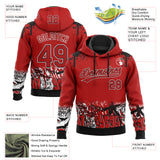 Custom Stitched Red Black-White 3D Graffiti Splash Street Art Sports Pullover Sweatshirt Hoodie