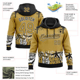 Custom Stitched Old Gold Black-White 3D Graffiti Splash Street Art Sports Pullover Sweatshirt Hoodie