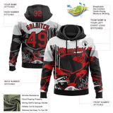 Custom Stitched Black Red Gray-White 3D Graffiti Splash Street Art Sports Pullover Sweatshirt Hoodie