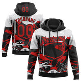 Custom Stitched Black Red Gray-White 3D Graffiti Splash Street Art Sports Pullover Sweatshirt Hoodie
