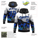 Custom Stitched Black Thunder Blue Gray-White 3D Graffiti Splash Street Art Sports Pullover Sweatshirt Hoodie