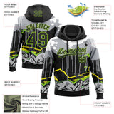 Custom Stitched Black Gray Neon Green Yellow-White 3D Graffiti Splash Street Art Sports Pullover Sweatshirt Hoodie