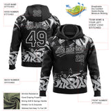 Custom Stitched Black Gray-White 3D Graffiti Splash Street Art Sports Pullover Sweatshirt Hoodie