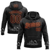 Custom Stitched Black Gray-Orange 3D Graffiti Splash Street Art Sports Pullover Sweatshirt Hoodie
