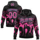 Custom Stitched Black Pink-Teal 3D Graffiti Splash Street Art Sports Pullover Sweatshirt Hoodie