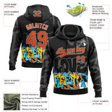 Custom Stitched Black Orange Gray-White 3D Graffiti Splash Street Art Sports Pullover Sweatshirt Hoodie
