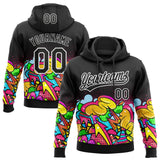 Custom Stitched Black White 3D Graffiti Splash Street Art Sports Pullover Sweatshirt Hoodie