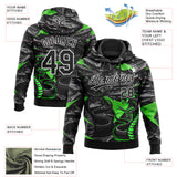 Custom Stitched Black Gray Green-White 3D Pattern Design Animal Snake Sports Pullover Sweatshirt Hoodie
