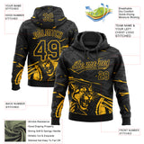 Custom Stitched Black Gold-Gray 3D Pattern Design Animal Tiger Sports Pullover Sweatshirt Hoodie