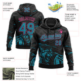Custom Stitched Black Teal-Pink 3D Pattern Design Animal Tiger Sports Pullover Sweatshirt Hoodie