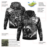 Custom Stitched Black Gray-White 3D Pattern Design Animal Tiger Sports Pullover Sweatshirt Hoodie