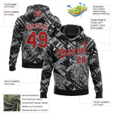 Custom Stitched Black Red Gray-White 3D Pattern Design Animal Eagle Sports Pullover Sweatshirt Hoodie